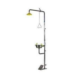Combination Shower With Single Nozzle Eye Wash With Bowl & Foot Tread